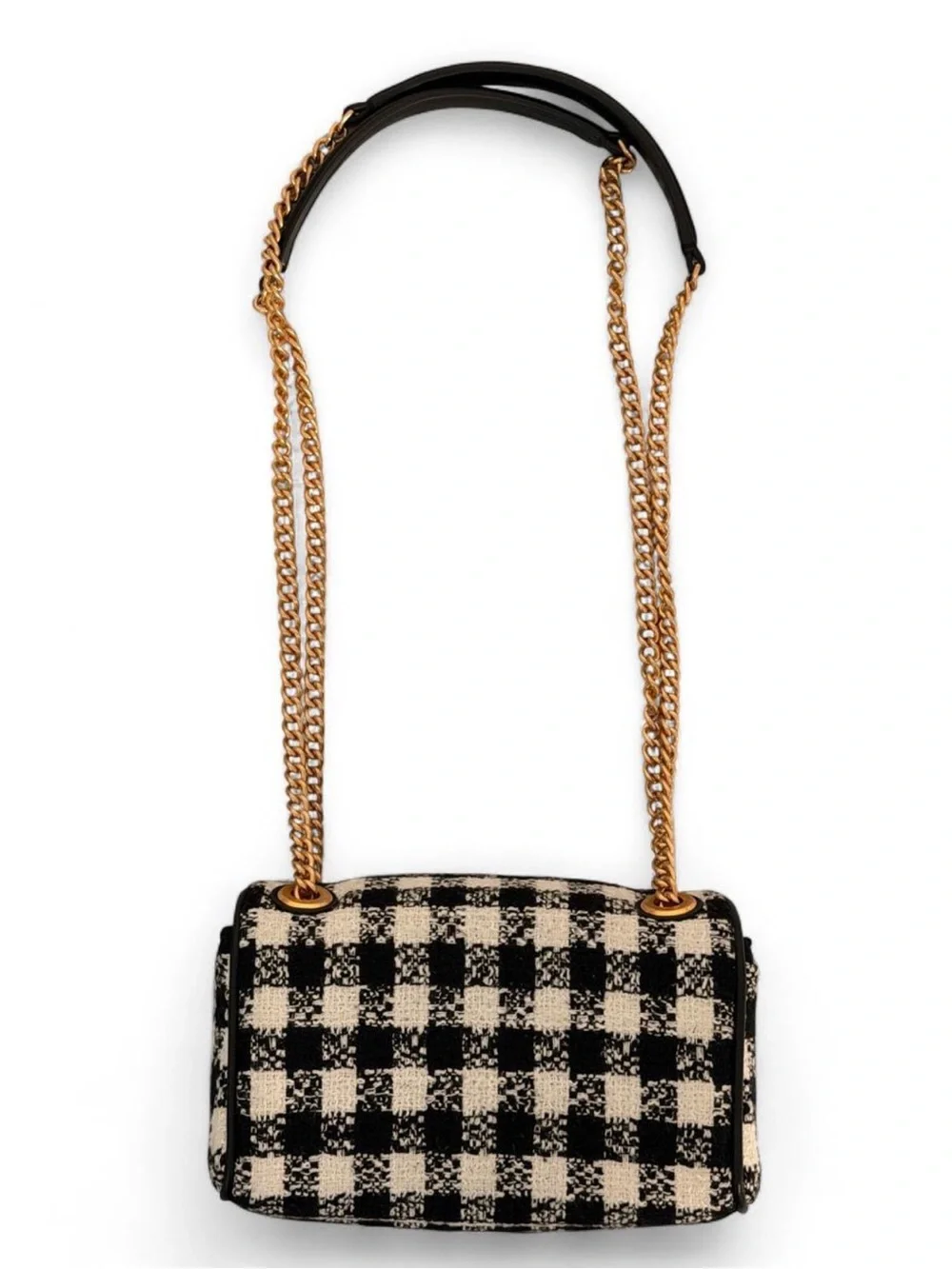 kate spade Black and Cream Check Crossbody with Gold Chain